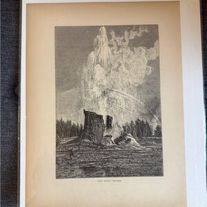 W.J. Linton  The Giant Geyser  & Soda Springs Art Print 10in x 12.5in